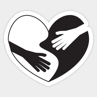 Black White Heart and Hands Sticker